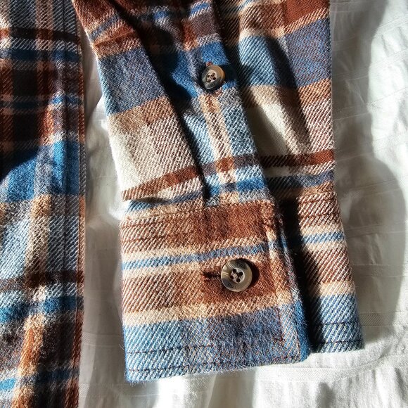 Aritzia TNA Oversized Cotton Plaid Shirt - 2021 - Jorie WHS (Brown/Blue/White) - Picture 11 of 15